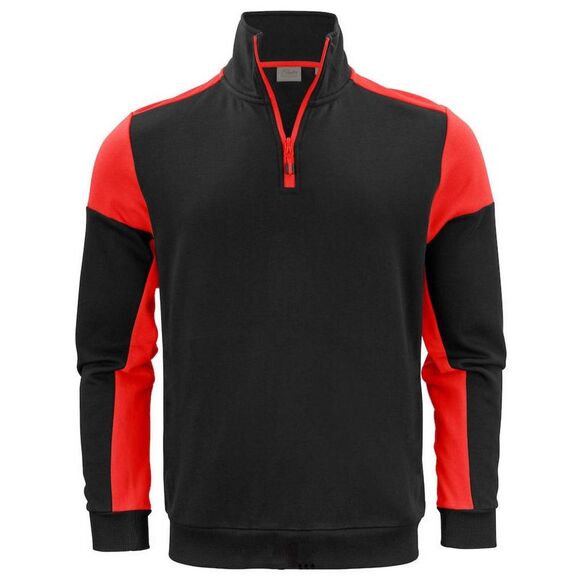 Printer PRIME Mens Contrast Half Zip Sweatshirt / Black/Red